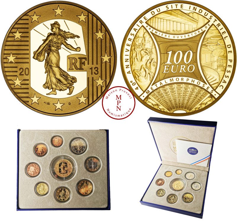 France, Monnaie de Paris, Série de Prestige 2013 Belle épreuve de 1 centime à 2 ...