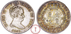 Royaume d'Espagne, Isabelle II (1833-1868), 4 Reales, 1836, CR, Madrid, Av. ISABEL 2a. POR LA GRACIA DE DIOS. Tête nue à droite, Rv. Y DE LAS INDIAS R...