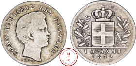 Othon Ier (1833-1862), Drachme, 1832, Munich, 1.125.000 ex., Argent, B+, 4.32 g, 23 mm, KM 15.