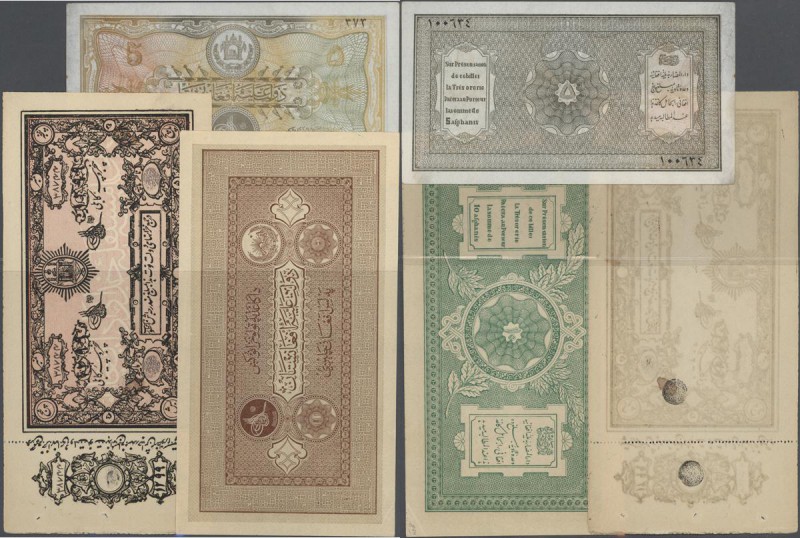 Afghanistan: interesting set of 3 pcs Afghanistan treasury notes containing 5 Ru...