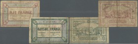 Albania: set of 2 notes 0.50 & 1 Frange ND P. S148, S151, both stronger used with folds and stain in paper, strong center fold, center holes, no repai...