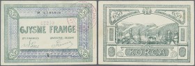 Albania: 0.50 Frange 01.12.1918 P. S149, with a very minor corner bend, no holes or tears, very crisp original paper and colors, S/N #02210 in conditi...