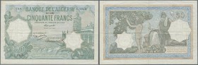 Algeria: Banque de l'Algerie 50 Francs 1936, P.80, very nice condition with strong paper and bright colors, just a few folds and minor spots. Conditio...