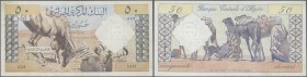Algeria: set of 2 notes 50 Dinars 1964 P. 124, both in lightly used condition, not washed or pressed, still crispness in paper and nice colors, condit...