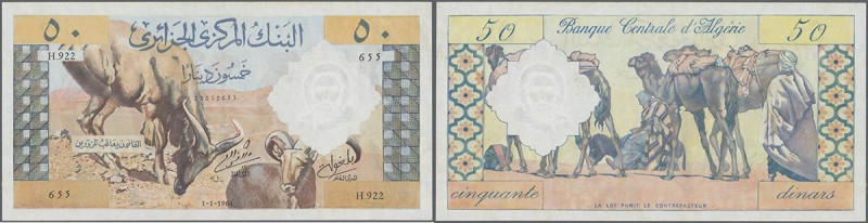 Algeria: 50 Dinars 1964 Banque de l'Algerie P.124, beautiful design banknote, mo...