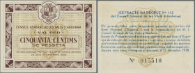 Andorra: 50 Centimes 1936 P. 5, crisp paper, in condition: UNC.