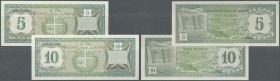 Aruba: set of 2 notes containing 5 & 10 Florin 1986 P. 1, 2, both in crisp original condition: UNC. (2 pcs)