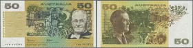 Australia: 50 Dollars ND(1973-94) P. 47e, crisp original with bright colors, only 2 minor and hard to see dints in paper, no folds, condition: aUNC to...