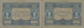 Austria: 10 Gulden 1880 P. 1, S/N 075392, rare note in nice condition with some vertical and horizontal folds but very strong original paper and origi...