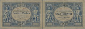 Austria: highly rare banknote 100 Gulden 1880 P. 2, used with vertical and horizontal folds, center fold a bit stronger, no holes, paper still very st...