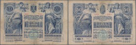 Austria: Österreichisch-Ungarische Bank 50 Kronen 1902, P.6, still nice with lightly toned paper with a few border tears and small hole at center. Con...