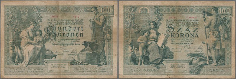 Austria: Österreichisch-Ungarische Bank 100 Kronen 1902, highly rare note in gre...