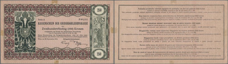 Austria: 250 Kronen 1914 P. 26, very rare issue, unfolded, light handling in pap...