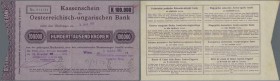 Austria: Kassenschein 100.000 Kronen 1919 P. 35 Austria-Hungarian bank, highly rare note, only one center fold, 2 pinholes, light handling in paper, n...