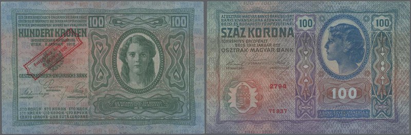 Austria: 100 Kronen 1912 P. 47 stamped on 100 Kronen 1912, light handling in pap...