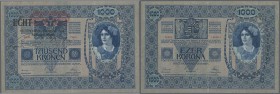 Austria: 1000 Kronen 1902 Oesterreichisch-ungarische Bank 02.01.1902 (1919), Revalidation overprint ”DEUTSCHÖSTERREICH” on AUSTRIA P-8, Additional Sta...
