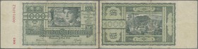 Austria: 1000 Schilling 1945 P. 120, used with several folds and creases, stonger center fold, light stain in paper, minor border tears along center f...