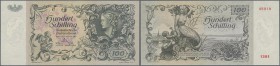 Austria: 100 Schilling 1949 P. 131, in exceptional condition for this type of note with only one light fold, no holes or tears, crisp paper and origin...