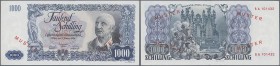Austria: 1000 Schilling 1954 Specimen P. 135s, portrait ”Bruckner” with ”Muster” perforation and two red ”Muster” overprints in corners, no holes or t...