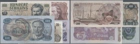 Austria: set of 5 notes containing 20 Schilling 1956 P. 136 (VF+ to XF-), 50 Schilling 1962 P. 137 (UNC), 100 Schilling 1960 P. 138 (VF-), 500 Schilli...