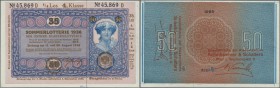Austria: Donaustaat set with 3 notes with Lottery overprint on 50 Schilling 1923 P. S153b, after WWI the state ”Donaustaat” was planned in central Eur...