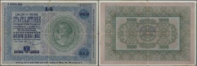 Austria: Donaustaat with Lottery overprint on 1000 Schilling 1925 P. S155b, after WWI the state ”Donaustaat” was planned in central Europe. Currency w...