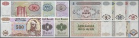 Azerbaijan: set of 6 notes containing 1, 10, 5, 10, 50, 500 Manat P. 11, 12, 15-17, 19, all with fractional A/1 prefix, in condition: aUNC/UNC. (6 pcs...