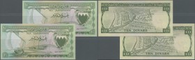 Bahrain: rare set of 2 CONSECUTIVE notes 10 Dinars L.1964 P. 6, rare as running pair in condition: UNC. (2 pcs)