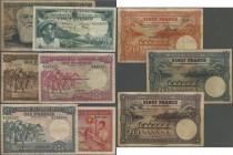 Belgian Congo: set of 13 different banknotes containing 100 Francs 1955 P. 33 (F-), 20 Francs 1957 P. 31 (F), 10 Francs 1943 P. 14C (F- to F), 10 Fran...