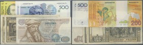 Belgium: set of 7 notes containing 2x 100 Francs 1949 P. 126 (F), 1000 Francs 1973 P. 136 (pressed F+ to VF-), 2x 500 Francs ND P. 141 (UNC) and 2x 20...