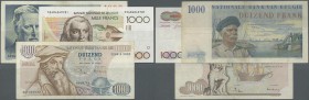 Belgium: set of notes 1000 Francs containing the issue P. 131 (F+), P. 136 (pressed F to VF) and P. 144 (VF+ to XF-, not pressed), nice set. (3 pcs)