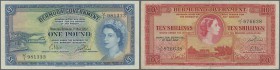 Bermuda: 10 Shillings 1957 P.19 in F and 1 Pound 1957 P.20 in VF (2 pcs.)