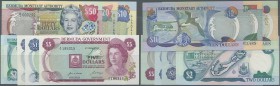 Bermuda: Very nice set with 8 Banknotes comprising 1 and 5 Dollars Bermuda Government 1970 P.23, 24, 1 Dollar Bermuda Monetary Authority 1982 P.28, 2 ...