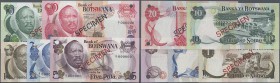 Botswana: complete set of 5 banknotes 1 to 20 Pula ND(1976) SPECIMEN P. 1s-5s, all in condition: UNC. (5 pcs)