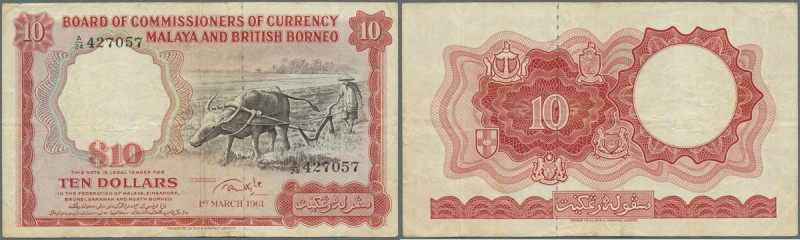 British North Borneo: Board of Commissioners of Currency 10 Dollars 01.03.1961 P...