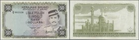 Brunei: 50 Ringgit 1986 P. 9c, light folds in paper, no holes or tears, original colors, condition: VF.
