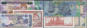 Brunei: set of 8 banknotes containing the following Pick numbers: P. 6, 8, 13, 21, 22, 23, VF to UNC, nice set. (8 pcs)
