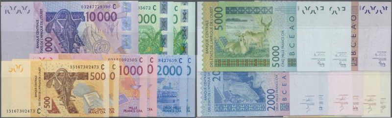 Burkina Faso: set of 9 banknotes from 500 to 10.000 Francs ND P. 315C-319C, 2x 5...
