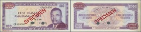 Burundi: Banque de la République du Burundi 100 Francs November 1st 1986 SPECIMEN, P.29bs with traces of glue at left border on back, otherwise perfec...