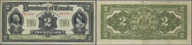 Canada: Dominion of Canada 2 Dollars 1914 with text ”WILL PAY ...” curved above center and signature at right: Boville, P.30a, highly rare note and se...