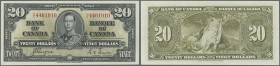 Canada: 20 Dollars 1937 with signature Coyne & Towers, P.62c with soft vertical bend at center. Rare! Condition: XF