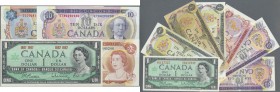 Canada: Very nice set with 11 Banknotes series 1967 - 1971 with 5 x 1 Dollar 1967 and 1973 P.84a,b, 85a,b,c in F, UNC condition, 2 x 2 Dollars 1974 P....