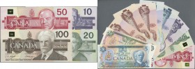 Canada: Set with 14 Banknotes series 1979-1988, comprising 5 and 20 Dollars 1979 in aUNC/UNC, 3 x 2 Dollars 1986 with different signatures in UNC, 2 x...