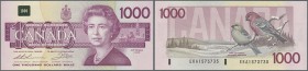 Canada: 1000 Dollars 1988, signature Thiessen & Crow, P.100a, highest denomination of this series in perfect UNC condition