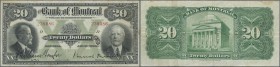 Canada: The Bank of Montreal 20 Dollars 1923, P.S550, still a nice note with bright colors, some folds and lightly toned paper. Condition: F