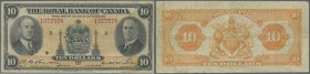 Canada: The Royal Bank of Canada 10 Dollars 1935, P.S1392, still strong paper with several folds and lightly stained paper. Condition: F