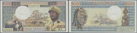 Central African Republic: 1000 Francs ND(1974) P. 2 République Centrafricaine, portrait Bokassa, S/N 003638185 M.2, very crisp original paper, 4 very ...