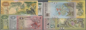 Ceylon: set of 5 banknotes containing 2, 5, 10, 20 & 100 Rupees 1979 P. 83-86, 88, in conditions from XF to UNC, nice set. (5 pcs)