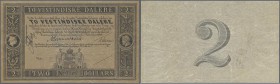 Danish West Indies: 2 Dalere / 2 Dollars L.1898 remainder 18xx P. 8r, two vertical folds, light creases, no holes or tears, paper original crisp with ...