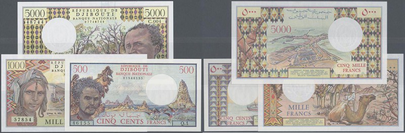 East Caribbean States: set of 3 notes containing 500 Francs ND(1979) P. 36a, 100...
